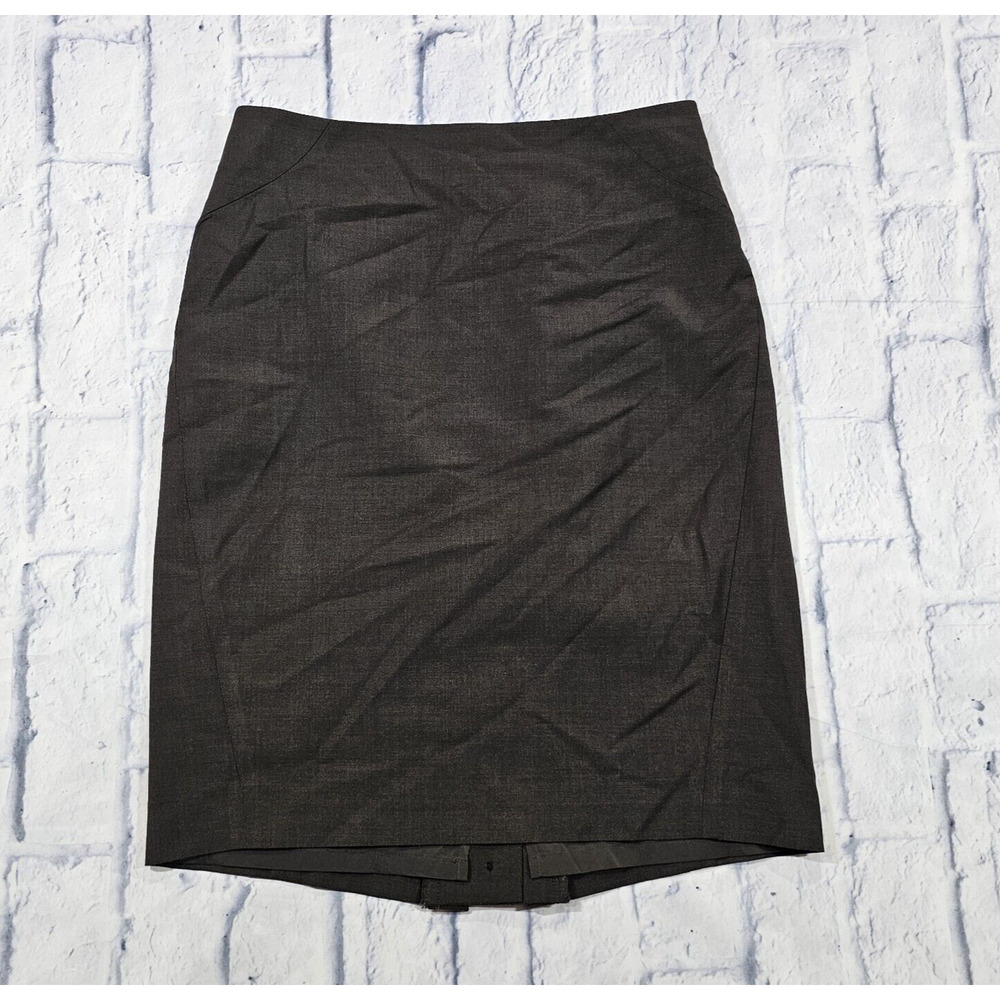 Ann Taylor WOMENS SIZE 4 Brown Virgin Wool Blend Skirt Zip Up Office Wear